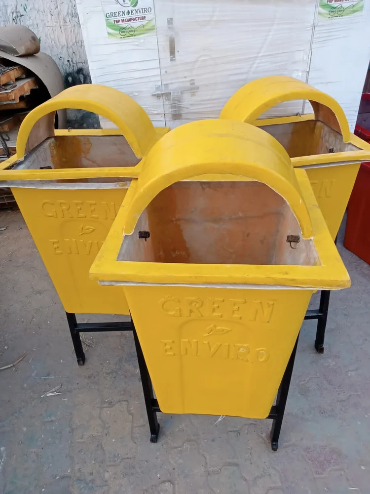 Fiber Yellow Plastic Dustbin